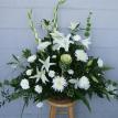 one-sided funeral flower arrangement
